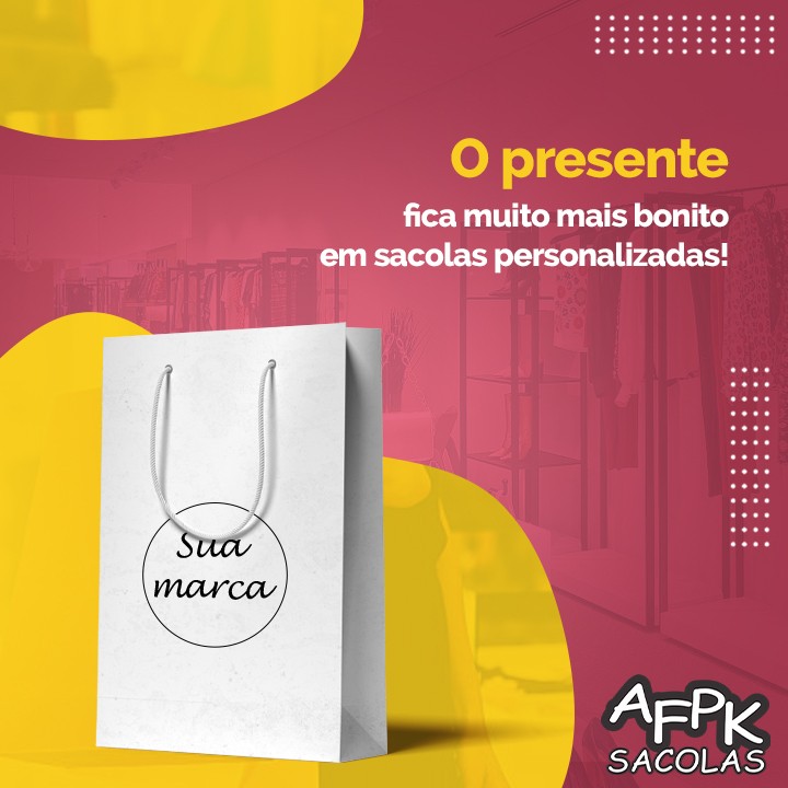 O presente fica muito mais bonito em sacolas personalizadas!